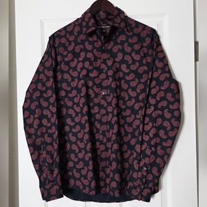 Michael Kors Men's Paisley Button Down Shirt - Black and Red